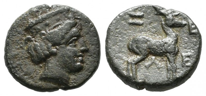 Troas, Zeleia (c.4th century BC.) AE (13mm, 1.68g). Head of Artemis right, weari...