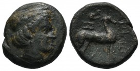 Troas, Zeleia. Circa 400 BC. AE (19mm, 6.33g). Head of Artemis right, wearing stephane. / Z - E / Λ - E. Stag standing right; below, grain ear right. ...