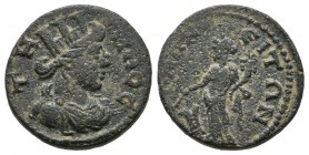 Aeolis, Temnos. Pseudo-autonomous. Time of Valerian and Gallienus (253-268). AE (18mm, 4.23g). THMNOC. Turreted bust of Tyche right / THMNEITΩN. Tyche...