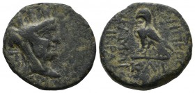 Cilicia, Hierapolis. 2nd-1st centuries BC. AE (20mm, 6.21g). Veiled and turreted bust of Tyche right / Eagle standing left on club. SNG France 2221-2 ...