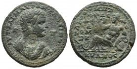 Cilicia, Tarsus. Caracalla, AD 198-217. AE Tetrassarion (28mm, 12.65g), Struck 214-217. AYT KAI M AYP ANTΩNЄINOC CЄ / Π - Π Mantled bust of Caracalla ...