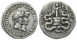 Ionia, Ephesus. Mark Antony with Octavia. Circa 39 BC. AR Cistophor (24mm, 11.23g). M ANTONIVS IMP COS DESIG ITER ET TERT. Jugate heads of Mark Antony...