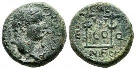 Lycaonia, Iconium. Titus (Caesar, 69-79). AE (18mm, 8.47g). T CAES IMP PONT. Laureate head right / COL / E - Q / ICONIEN. Star between two signa. RPC ...
