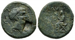 Macedon, Philippi. Mark Antony 42 BC. Æ (20mm, 6.95g). Q. Paquius Rufus, legatus coloniae ducendae. A I C V P. Bare head right / Q PAQVIVS RVF LEG C D...