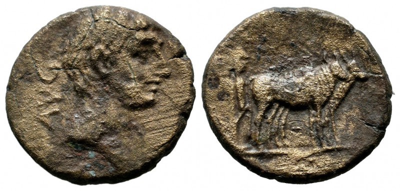Macedon, Uncertain (Philippi?). Augustus, 27 BC-AD 14. Æ (19mm, 4.01g). AVG. Bar...