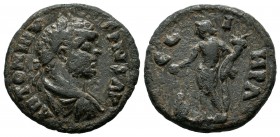 Mysia, Parium. Caracalla, AD 198-217. AE (21mm, 5.59g). ANTONINVS PIVS FEL AV. Laureate, draped and cuirassed bust right / C G I H PA. Genius standing...