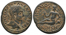 Pisidia, Antioch. Severus Alexander. AD 222-235. AE (27mm, 12.79g). Laureate head right / River-god Anthius reclining left, holding cornucopiae and le...