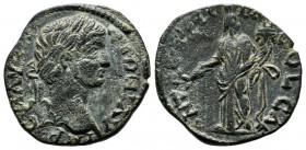 Pisidia. Antioch. Caracalla AD 211-217. AE (21mm, 4.37g). Laureate head right / Genius standing left, holding branch and cornucopia.