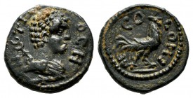 Pisidia. Antiochia. Pseudo-autonomous (3rd century). AE (13mm, 1.37g). ANTIOCH. Bareheaded and draped bust of Hermes right, with caduceus over shoulde...
