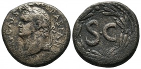 Seleucis and Pieria, Antioch. Vespasian. AD 69-79. AE (27mm, 17.18g). Laureate head left / S C within laurel wreath.