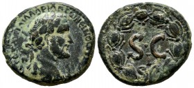 Seleucis and Pieria. Antioch . Antoninus Pius, AD 138-161. AE (25mm, 13.84g). Laureate head right / S C; I below; all within wreath. McAlee 555j.