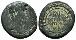 Seleucis and Pieria. Antioch. Augustus, 27 BC-AD 14. AE (26mm, 16.05g). KAIΣAPI ΣEBAΣTΩ APXIEPEI Laureate head of Augustus to right / APXIE/PATIKON / ...