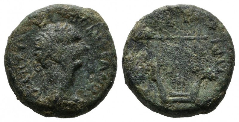 Thrace, Sestos. Domitian, AD.81-96. AE (16mm, 4.73g). ΔΟΜΙΤΙΑΝOC ΚΑΙCΑΡ. Laureat...