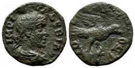 Troas, Alexandreia. Valerian I (253-260). AE (19mm, 3.65g). IMP LICI VALERIAN. Laureate, draped and cuirassed bust right. / COL AV TRO. Eagle, with wi...