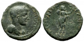 Troas, Alexandria. Gallienus AD 253-268. AE (22mm, 4.51g). Marsyas standing right, on pedestal, right hand raised and holding wine-skin over his shoul...