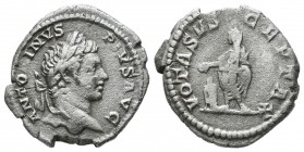 Caracalla. AD 198-217. AR Denarius (19mm, 3.00g). Rome. ANTONINVS PIVS AVG, laureate and draped bust right / VOTA SVS-CEPTA X, Caracalla standing left...