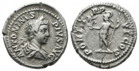 Caracalla. AD 198-217. AR Denarius (19mm, 3.46g). Rome, AD 203. ANTONINVS PIVS AVG, laureate and draped bust of Caracalla right / PONTIF TR P VI COS, ...