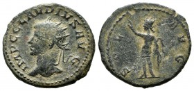 Claudius II Gothicus. AD. 268-270. AE Antoninianus (19mm, 3.29g). Antioch mint. IMP C CLAVDIVS AVG, radiate head left / SOL AVG, Sol standing left, ra...