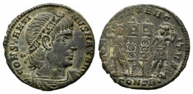 Constantine I. AD 307/10-337. AE Follis (17mm, 2.52g). Arelate, AD. 336. CONSTANTI-NVS MAX AVG, diademed, draped and cuirassed bust of Constantine I r...