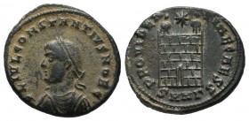 Constantius II. AD 337-361. AE Follis (17mm, 2.79g). Kyzikos. FL IVL CONSTANTIVS NOB C. Diademed, draped and cuirassed bust left / PROVIDENTIAE CAESS ...