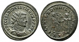 Diocletian, AD 284-305. AE Antoninianus (22mm, 3.97g). Heraclea. IMP CC VAL DIOCLETIANVS PF AVG, radiate, draped and cuirassed bust right / CONCORDIA ...