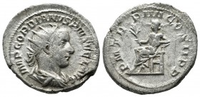 Gordian III. 238-244 AD. AR Antoninianus (21mm, 2.98g). Rome mint. Struck 242-3 AD. IMP GORDIANVS PIVS FEL AVG. Radiate, draped and cuirassed bust rig...