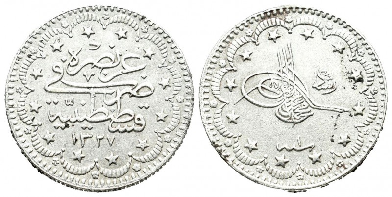 Ottoman Empire, Mehmed V Reşâd (AH 1327-1336 / 1909-1918 AD). 5 Kurush (23mm, 5....