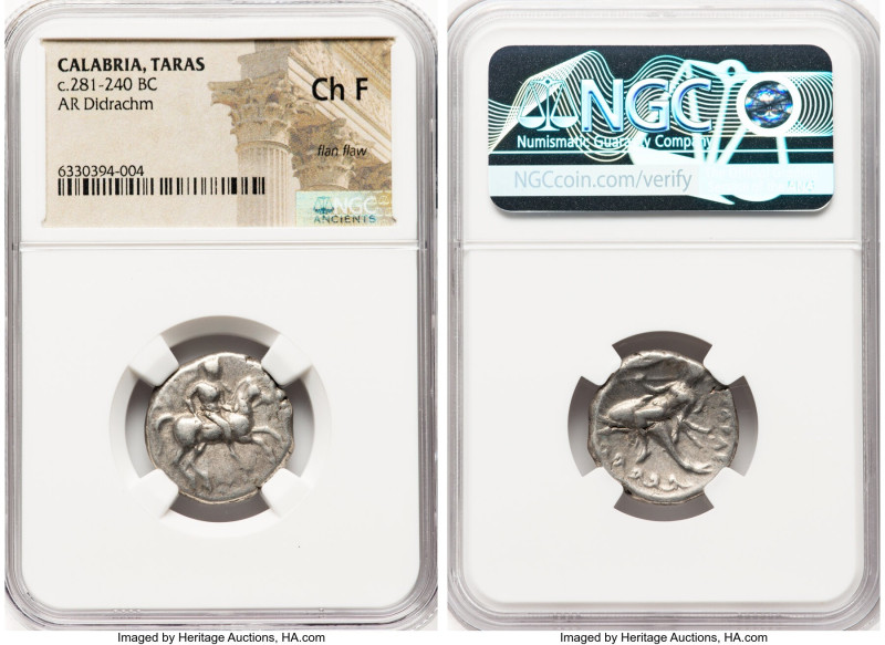 CALABRIA. Tarentum. Ca. 281-240 BC. AR stater or didrachm (20mm, 1h). NGC Choice...