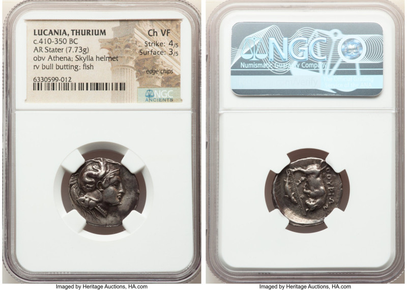 LUCANIA. Thurium. Ca. 410-350 BC. AR stater (21mm, 7.73 gm, 2h). NGC Choice VF 4...