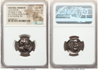 LUCANIA. Thurium. Ca. 410-350 BC. AR stater (21mm, 7.73 gm, 2h). NGC Choice VF 4/5 - 3/5, edge chips. Head of Athena right, wearing crested Attic helm...