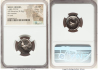 SICILY. Himera. Ca. 483-470 BC. AR didrachm (19mm, 8.36 gm, 7h). NGC Choice VF 5/5 - 2/5, marks. HIMERA, cock standing left / Crab within shallow incu...