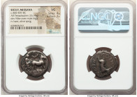 SICILY. Messana. Ca. 450-438 BC. AR tetradrachm (25mm, 16.16 gm, 3h). NGC VG 4/5 - 3/5. Biga of mules to right, driven by a female charioteer; above, ...