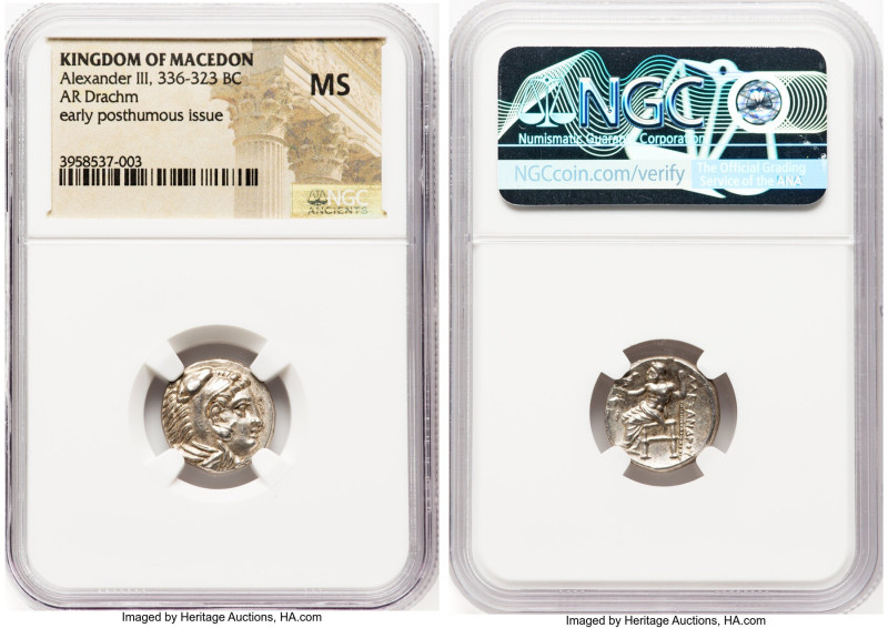 MACEDONIAN KINGDOM. Alexander III the Great (336-323 BC). AR drachm (16mm, 12h)....