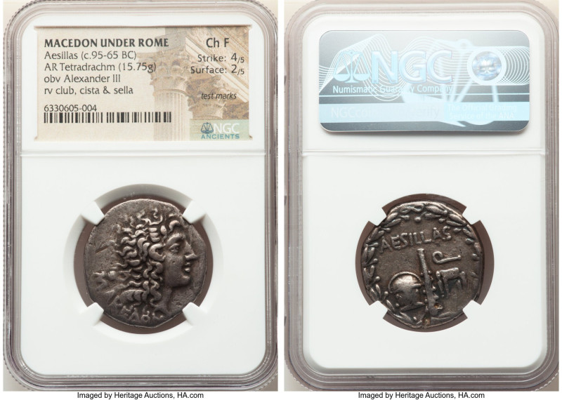 MACEDON UNDER ROME. Aesillas, as Quaestor (ca. 95-65 BC). AR tetradrachm (28mm, ...