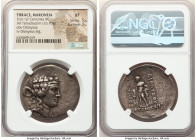 THRACE. Maroneia. Ca. 2nd-1st Centuries BC. AR tetradrachm (34mm,16.70gm 11h). NGC XF 5/5 - 3/5, Head of young Dionysus right, wearing cloth headband ...