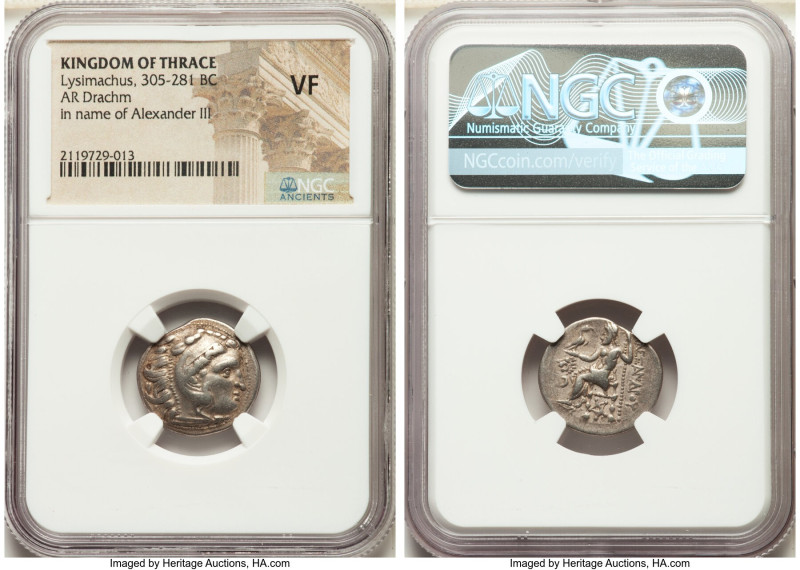 THRACIAN KINGDOM. Lysimachus (305-281 BC). AR drachm (19mm, 12h). NGC VF. Posthu...