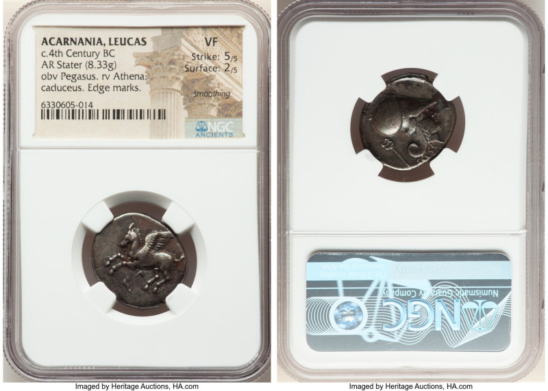 ACARNANIA. Leucas. Ca. 4th century BC. AR stater (21mm, 8.33 gm, 5h). NGC VF 5/5...