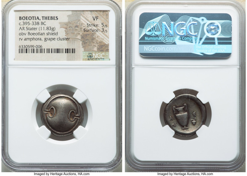 BOEOTIA. Thebes. Ca. 395-338 BC. AR stater (21mm, 11.83 gm, 12h). NGC VF 5/5 - 3...