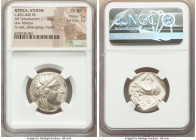 ATTICA. Athens. Ca. 455-440 BC. AR tetradrachm (25mm, 17.08 gm, 2h). NGC Choice XF 5/5 - 3/5. Early transitional issue. Head of Athena right, wearing ...