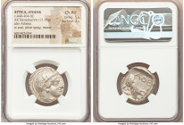 ATTICA. Athens. Ca. 440-404 BC. AR tetradrachm (24mm, 17.18 gm, 10h). NGC Choice AU 5/5 - 3/5. Mid-mass coinage issue. Head of Athena right, wearing e...