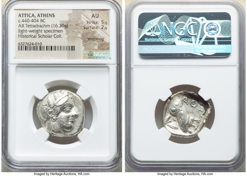 ATTICA. Athens. Ca. 440-404 BC. AR tetradrachm (25mm, 16.30 gm, 10h). NGC AU 5/5...