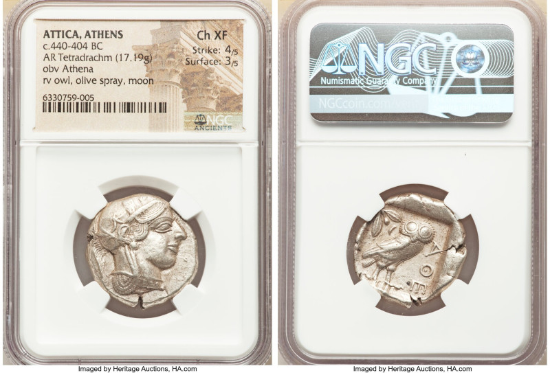 ATTICA. Athens. Ca. 440-404 BC. AR tetradrachm (25mm, 17.19 gm, 1h). NGC Choice ...