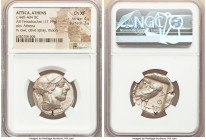 ATTICA. Athens. Ca. 440-404 BC. AR tetradrachm (25mm, 17.19 gm, 1h). NGC Choice XF 4/5 - 3/5. Mid-mass coinage issue. Head of Athena right, wearing ea...