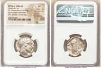 ATTICA. Athens. Ca. 440-404 BC. AR tetradrachm (25mm, 16.91 gm, 11h). NGC VF 5/5 - 2/5, scratches. Mid-mass coinage issue. Head of Athena right, weari...