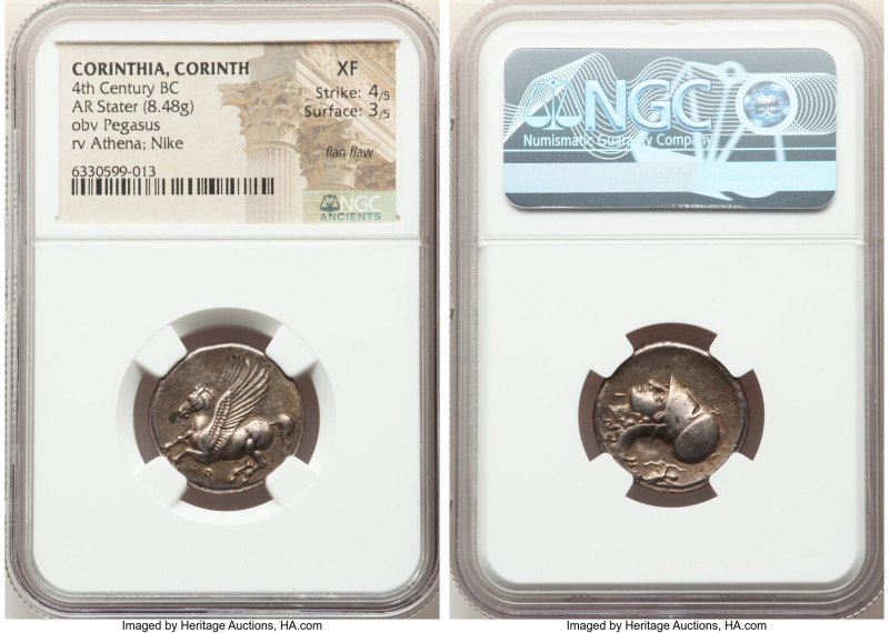 CORINTHIA. Corinth. Ca. 4th century BC. AR stater (21mm, 8.48 gm, 2h). NGC XF 4/...