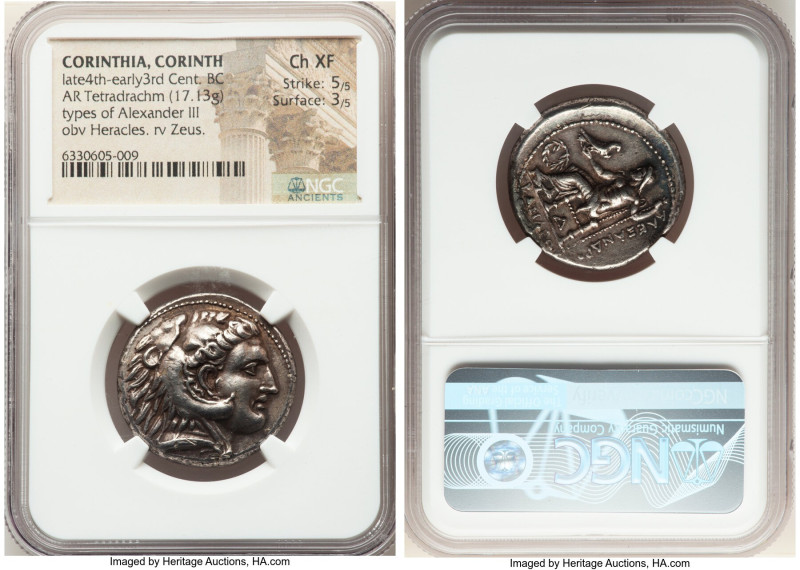 CORINTHIA. Corinth. Late 4th-early 3rd centuries BC. AR tetradrachm (27mm, 17.13...
