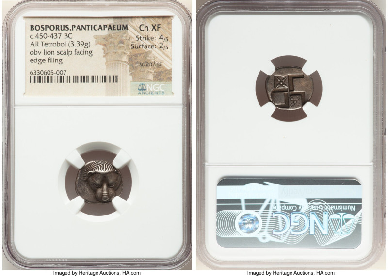 CIMMERIAN BOSPORUS. Panticapaeum. Ca. 450-437 BC. AR tetrobol or half siglos (15...