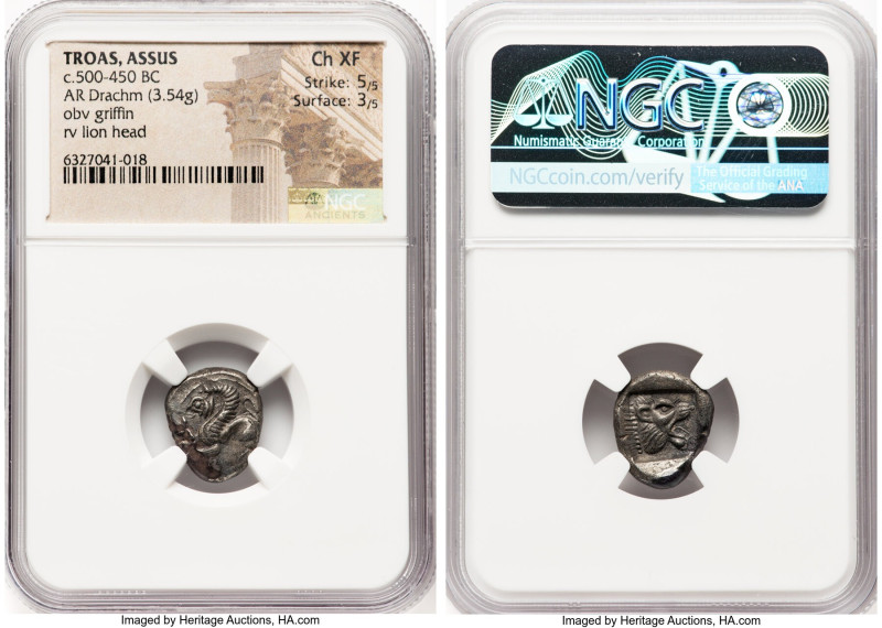 TROAS. Assus. Ca. 500-450 BC. AR drachm (16mm, 3.54 gm, 12h). NGC Choice XF 5/5 ...