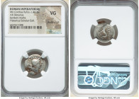 Mn. Cordius Rufus (ca. 46 BC). AR denarius (19mm, 3h). NGC VG, double-struck, bankers mark. Rome. RVFVS•S•C, head of Venus right, wearing stephane, pe...