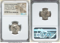 Cnaeus Pompeius Junior (46-45 BC). AR denarius (21mm, 3.87 gm, 7h). NGC AU 4/5 - 3/5. Uncertain mint in Spain (Corduba), summer 46 BC-spring 45 BC. M•...